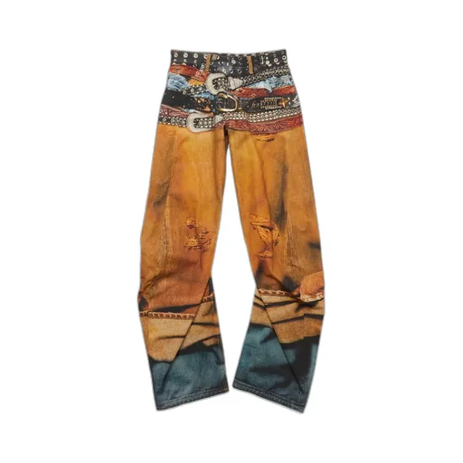 Printed Wide Leg Jeans