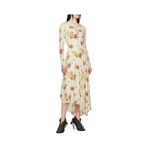 Floral-Printed Asymmetric Hem Dress