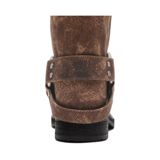 Denim Buckle Boots