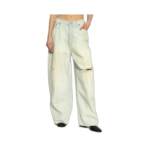 Distressed Wide-Leg Jeans