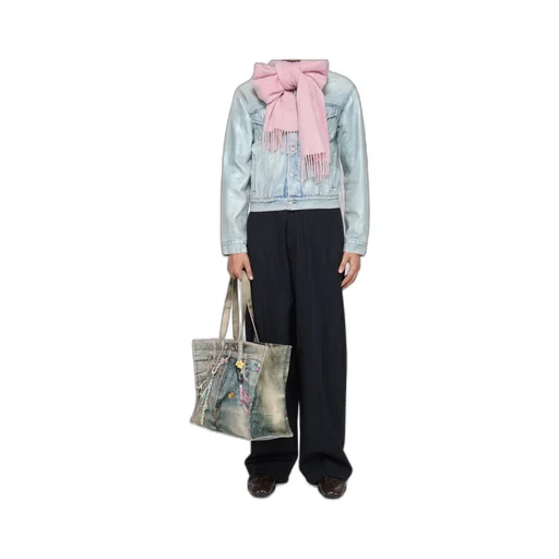 Logo Patch Fringed-Edge Scarf