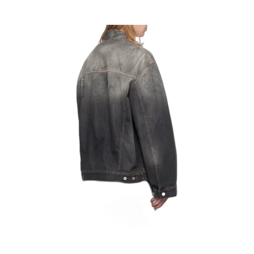 Button-Up Distressed Denim Jacket