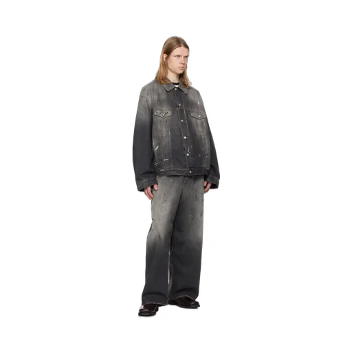 Button-Up Distressed Denim Jacket