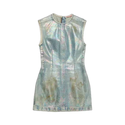 Coated Mini Denim Dress