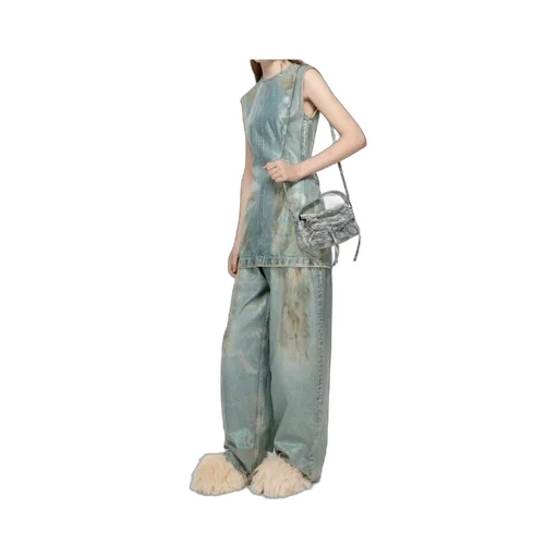 Coated Mini Denim Dress