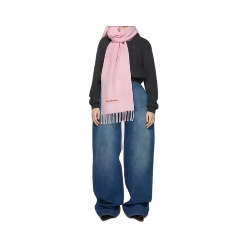 Logo Patch Fringed-Edge Scarf