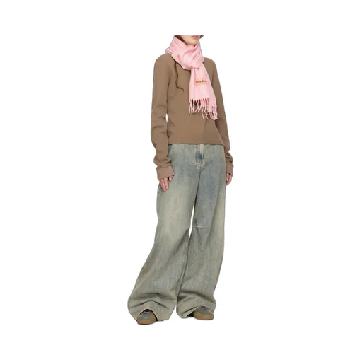 Logo Patch Fringed-Edge Scarf