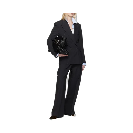Pinstripe Print Wide-Leg Trousers