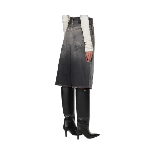 Wide Leg Denim Bermuda Shorts