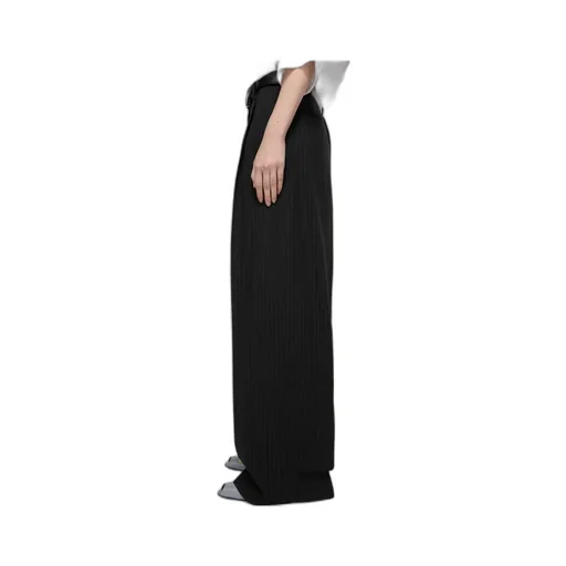 Pinstripe Print Wide-Leg Trousers