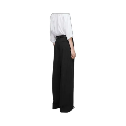 Pinstripe Print Wide-Leg Trousers