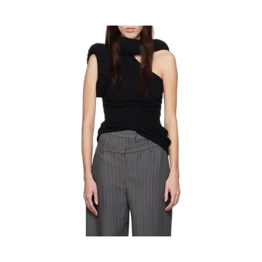 Asymmetric Rib-Knit Long Dress