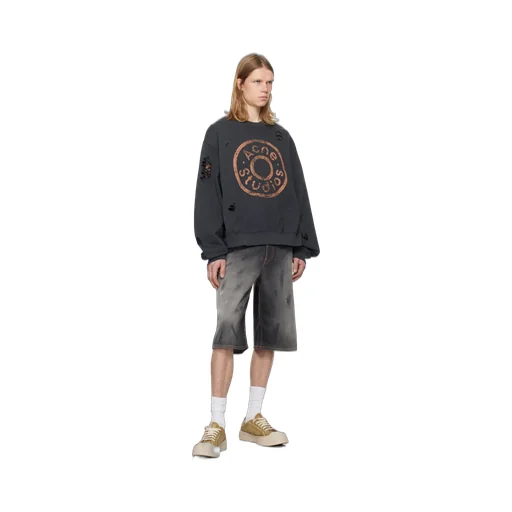 Distressed Logo Printed Sweatshirt