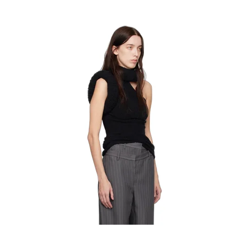 Asymmetric Rib-Knit Long Dress