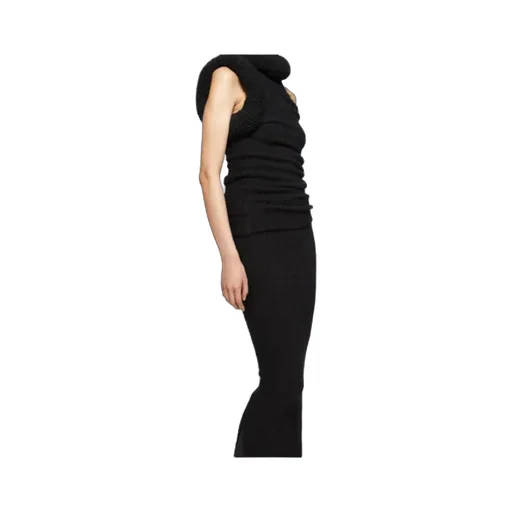 Asymmetric Rib-Knit Long Dress