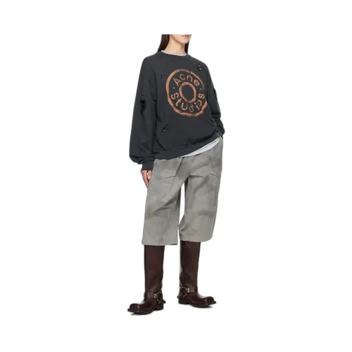 Distressed Logo Printed Sweatshirt