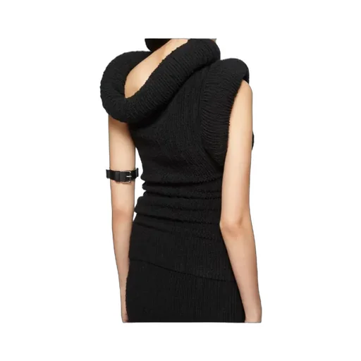 Asymmetric Rib-Knit Long Dress