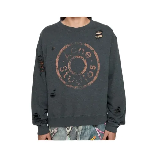 Distressed Logo Printed Sweatshirt
