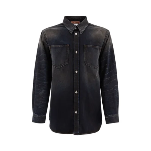 Collared Long-Sleeve Denim Shirt