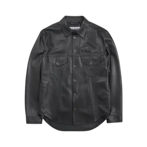 Long-Sleeved Leather Jacket