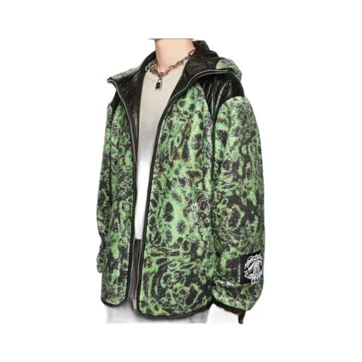 Printed Fleece Hooded Jacket
