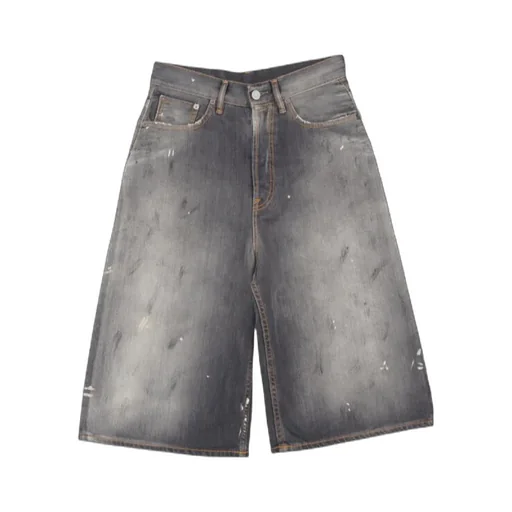 Wide Leg Denim Bermuda Shorts