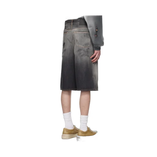 Wide Leg Denim Bermuda Shorts