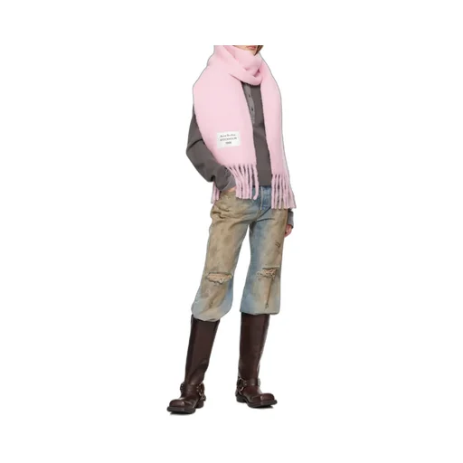 Logo Patch Fringed Scarf