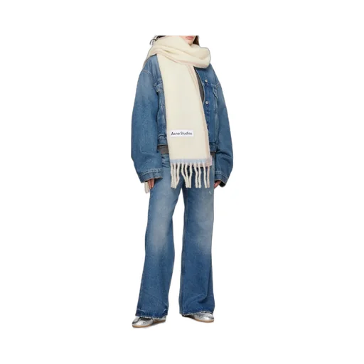Logo Patch Fringed-Edge Scarf