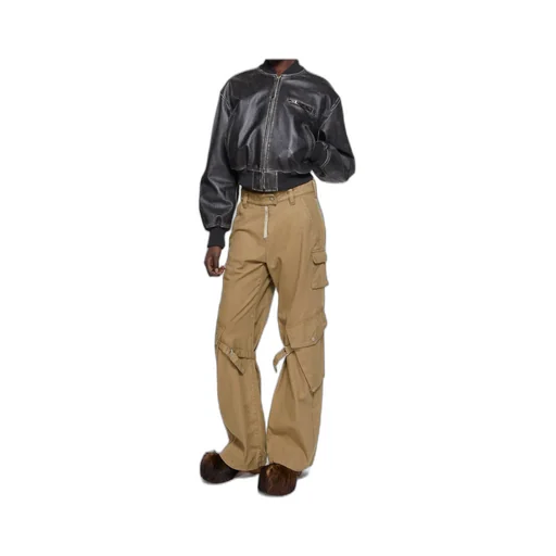 Straight Cotton Cargo Trousers