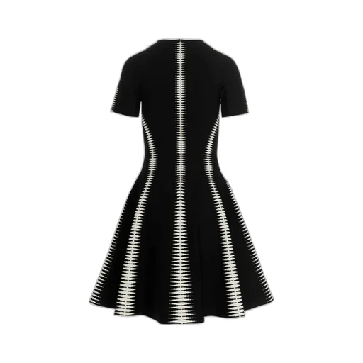 Spine Jacquard-Pattern Flared Mini Dress