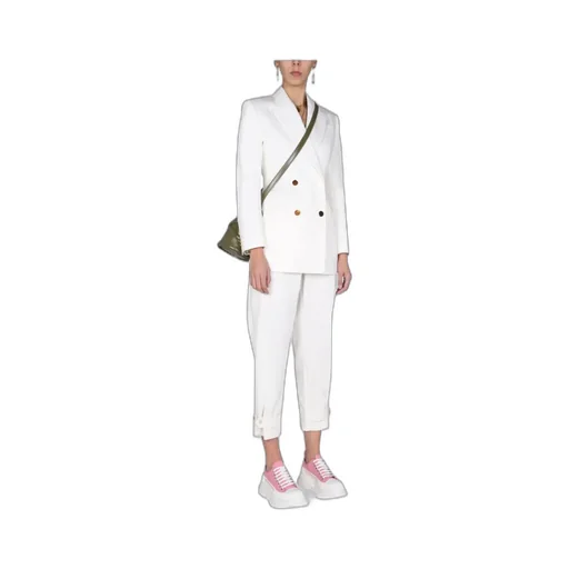 Military Cuff Buttoned Ankle Tailored Trousers