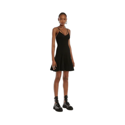 Strappy Fluted Mini Dress