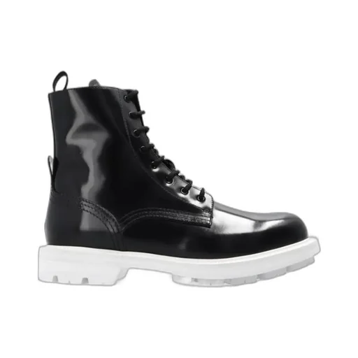 Patent-Leather Lace-Up Boots