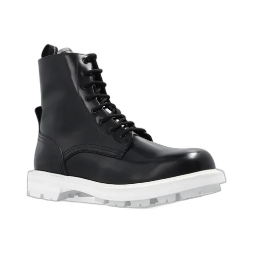 Patent-Leather Lace-Up Boots