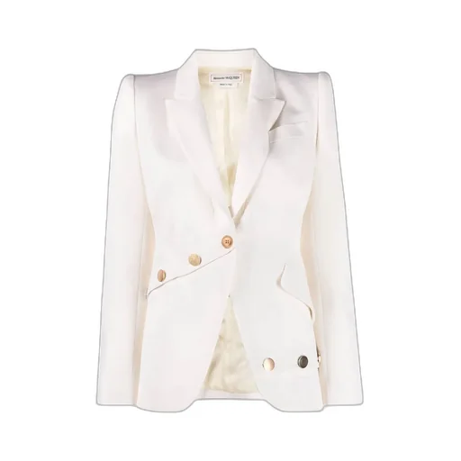 Button-Embellished Wool Blazer