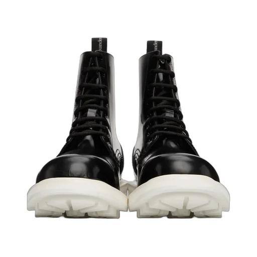 Patent-Leather Lace-Up Boots