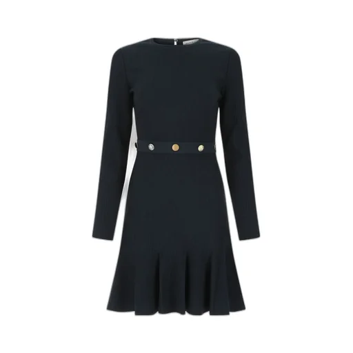 Pleated Ribbed Knit Dress