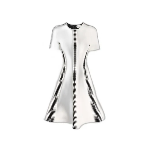 Spine Jacquard-Pattern Flared Mini Dress