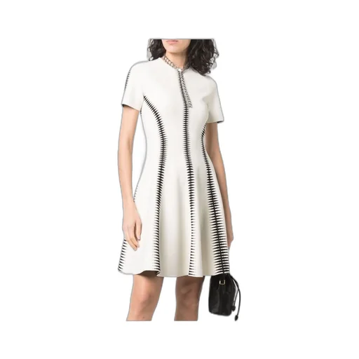 Spine Jacquard-Pattern Flared Mini Dress