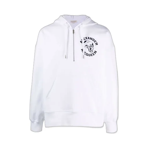 Skull Print Half-Zip Hoodie
