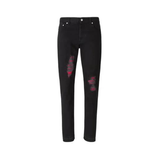 Ripped-Detailing Straight-Leg Jeans