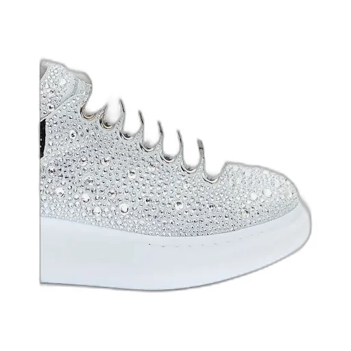 Oversized Embellished Lace-Up Sneakers