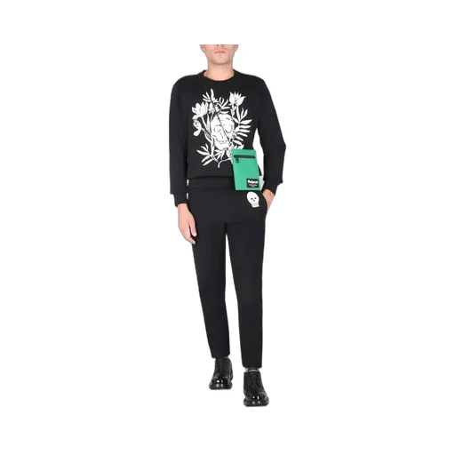 Skull Embroidered Straight-Leg Pants