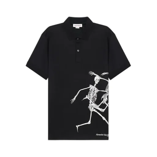 Skeleton Print Polo Shirt