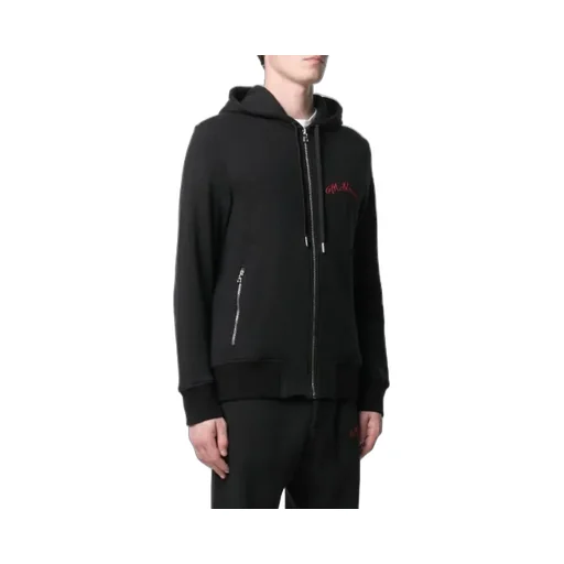 Embroidered Logo Zip-Up Hoodie
