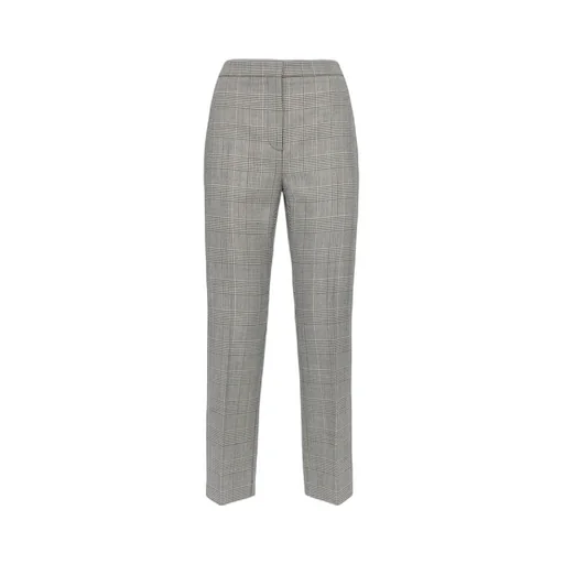 Straight-Leg Checked Cropped Pants