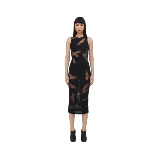 Feather-Intarsia Sleeveless Pencil Dress