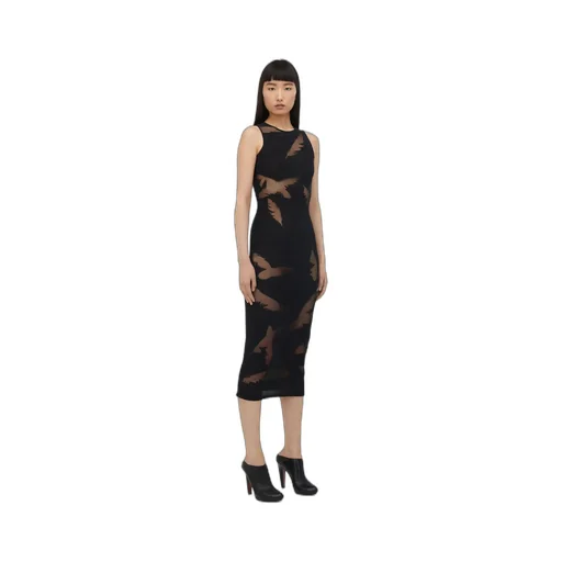Feather-Intarsia Sleeveless Pencil Dress