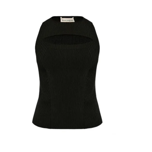 Ribbed-Knit Cut-Out Top